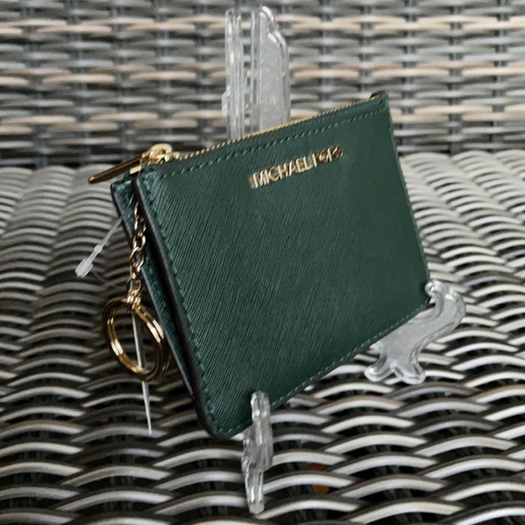 Michael Kors Jet Set Travel Small CoinPouch Wallet Racing Green - Picture 11 of 16